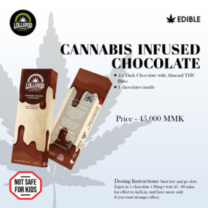 1. Delicious cannabis-infused chocolate bar next to a package of more chocolate treats. 2. Indulgent cannabis chocolate bar beside a package of rich, decadent chocolates. 3. Tempting cannabis-infused chocolate next to a package of gourmet chocolate delights.